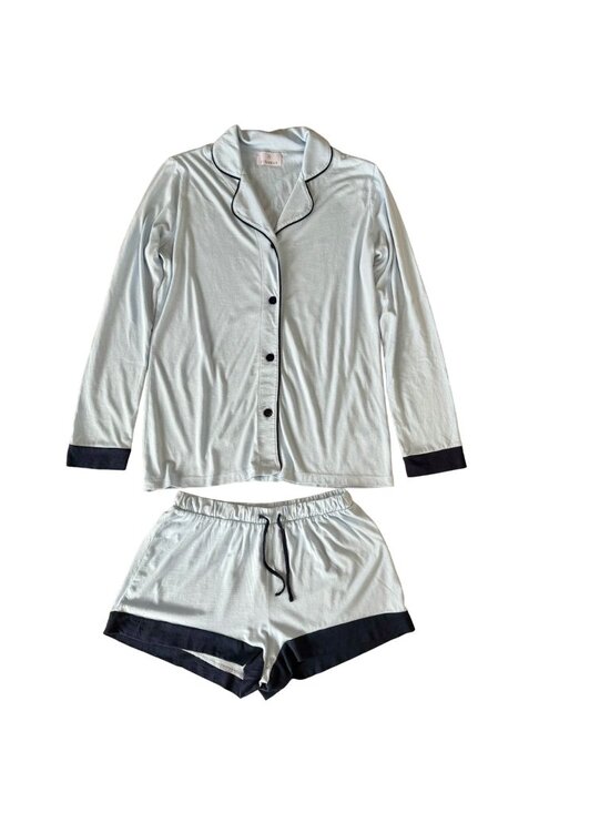 Cosabella Other - COSABELLA Bella Pajama Set Womens S 4-6 Blue Long Sleeve Top Boxer Shorts PJs